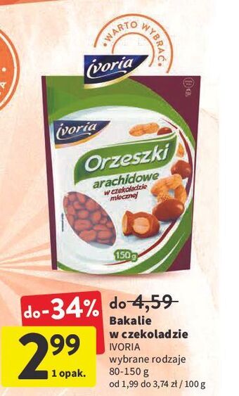 Intermarche Orzechy arachidowe w mlecznej czekoladzie Ivoria oferta