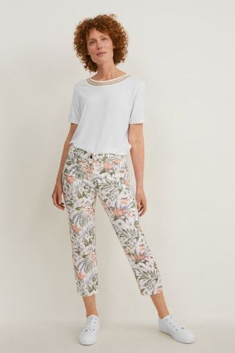 Spodnie - średni stan - slim fit - w kwiaty