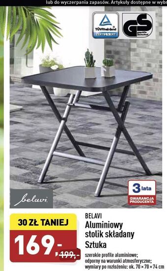 ALDI Stół składany 70 x 74 cm Belavi oferta