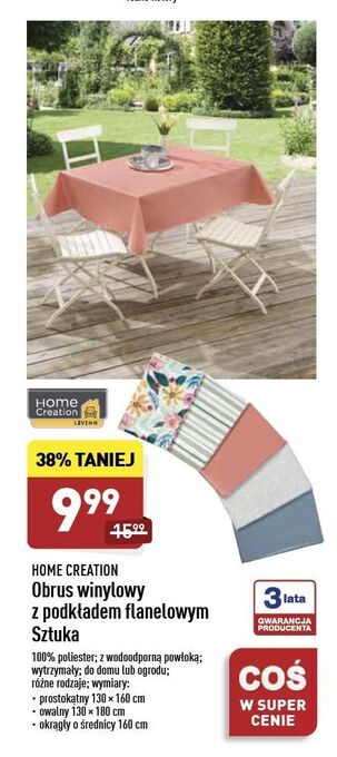 ALDI Obrus winylowy 130 x 160 cm Home Creation oferta