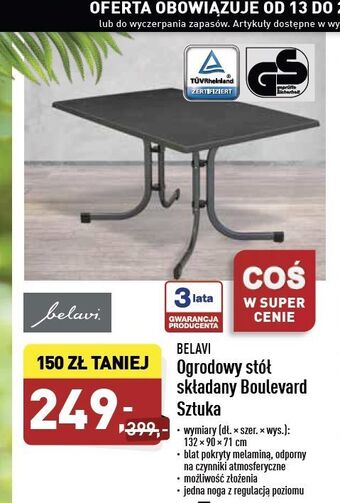 ALDI Stół ogrodowy boulevard 132 x 90 71 cm Belavi oferta