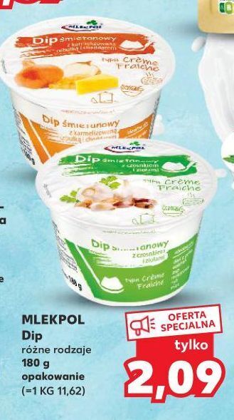 Kaufland Dip śmietankowy z karmelizowaną cebulką i cheddarem Mlekpol oferta
