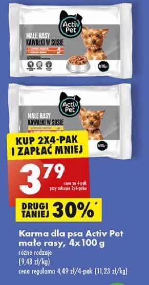 Biedronka Karma dla psa kawałki w sosie małe rasy 2x z indykiem marchewką + jagnięciną i drobiem Activ Pet oferta