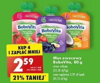 Biedronka Mus jagody i jabłka z bananem Bobovita oferta