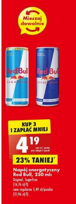 Biedronka Napój energetyczny bez cukru Red Bull oferta