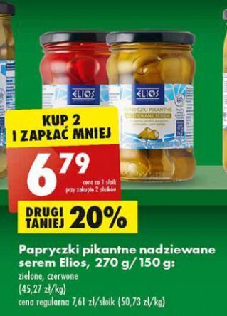 Biedronka Papryczki pikantne nadziewane serem czerwone Elios oferta