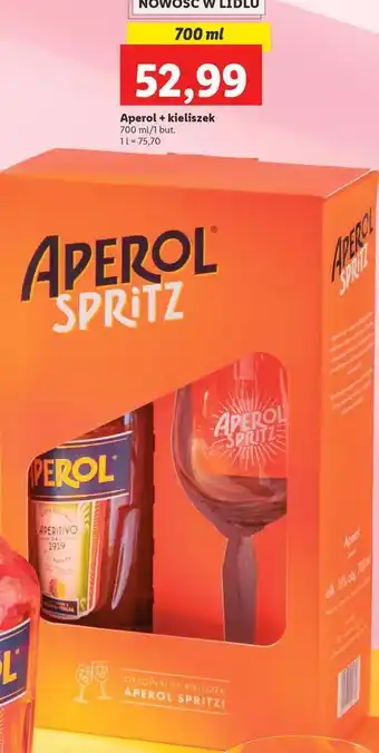 Lidl Likier + kieliszek Aperol Aperitivo Spritz Prosecco oferta