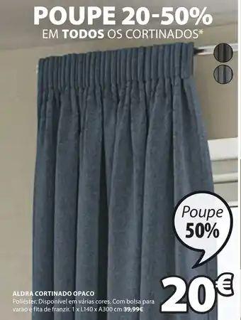 JYSK Aldra Cortinado Opaco 1xL140xA300cm promoção
