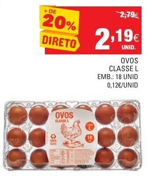 Continente Ovos Classe L 18 Unid promoção