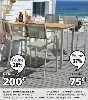 JYSK Sacramento Mesa de Bar L80 x C152 x A95cm promoção