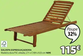 JYSK Dalripa Espreguiçadeira L71 x C189 x A33cm promoção