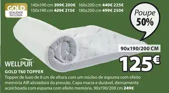 JYSK Wellpur Gold T60 Topper 90x190/200cm promoção