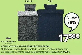 JYSK Kronborg Conjunto de Capa de Edredão em Percal 160x220cm promoção