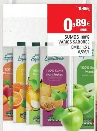 Continente Sumos 100% Vários Sabores 1,5L promoção