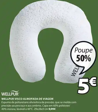 JYSK Wellpur Visco Almofada de Viagem 29x28x9cm promoção