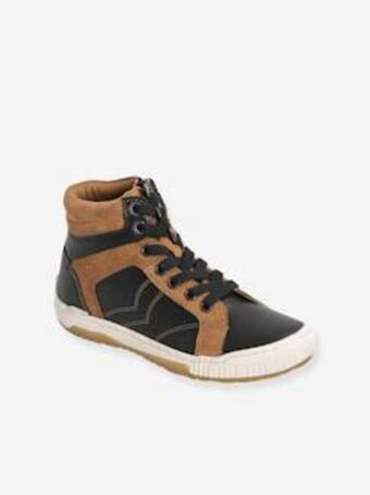 Vertbaudet Botas em pele, com atacadores e fecho, para menino - preto... promoção