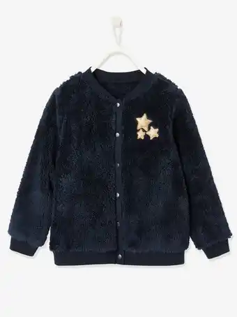 Casaco com molas de pressão, em sherpa, com estrelas em...