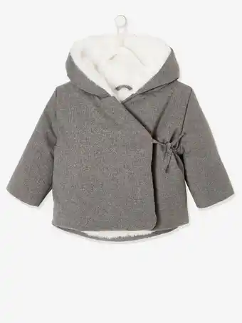 Vertbaudet Casaco assimétrico, com capuz, forro em pelinho, para bebé... promoção