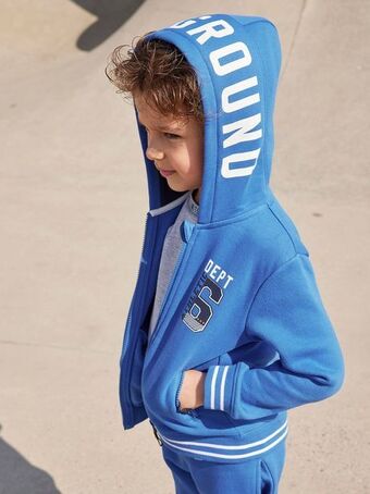 Vertbaudet Casaco de desporto com fecho e capuz, para menino - azul... promoção