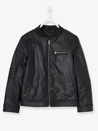 Vertbaudet Blusão estilo motard, para menino - preto escuro liso com... promoção