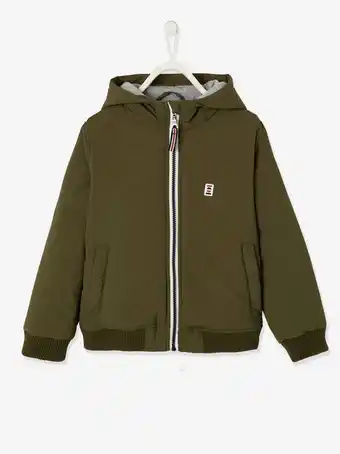 Vertbaudet Blusão com capuz, para menino - verde medio liso com motivo promoção