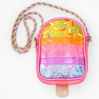 Claire's Claire's club rainbow popsicle transparent shaker crossbody bag promoção