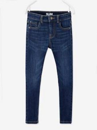 Vertbaudet Jeans slim indestrutíveis, para menino - azul escuro liso promoção