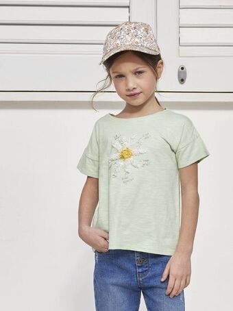T-shirt com detalhes em relevo e irisados, para menina -...