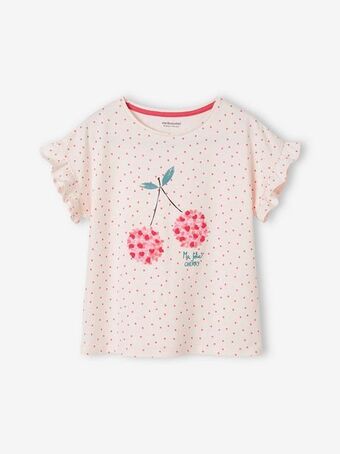 Vertbaudet T-shirt com fruta e impressão em relevo, para menina - rosa... promoção