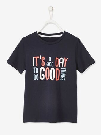 Vertbaudet T-shirt com mensagem, para menino - azul escuro liso com... promoção