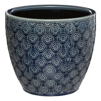 Vaso em cerâmica decorado flor azul