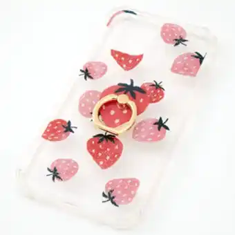 Strawberry glitter ring holder protective phone case - fits iphone® 12 pro max