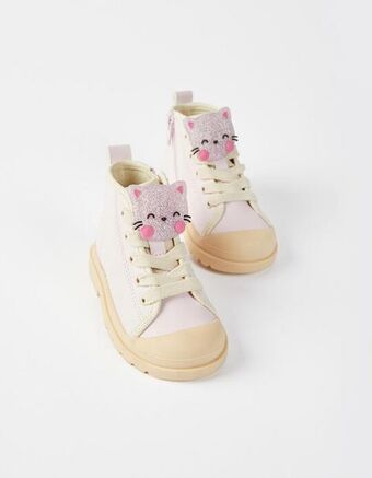 Botas para bebé menina 'kitty', rosa/bege