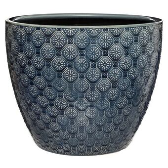 Hôma Vaso em cerâmica decorado flor azul promoção