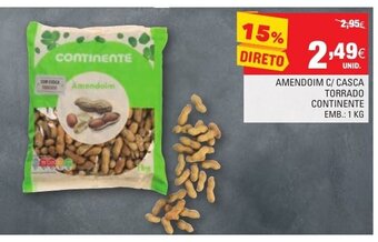 Continente Amendoim C/Casca Torrado Continente 1kg promoção