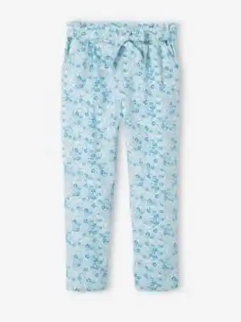 Vertbaudet Calças curtas fluidas, às flores, para menina - branco... promoção