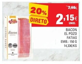Continente Bacon EL Pozo Fatias 150g promoção