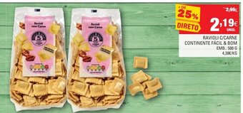 Continente Ravioli C/ Carne Continente Fácil & Bom 500g promoção