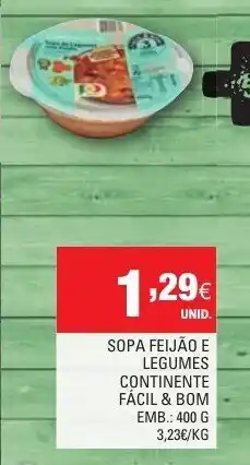 Continente Sopa Feijão e Legumes Continente Fácil & Bom 400g promoção