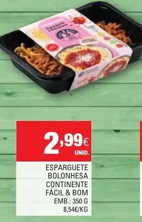 Continente Esparguete Bolonhesa Continente Fácil & Bom 350g promoção