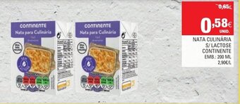 Continente Nata Culinária S/ Lactose Continente 200ml promoção