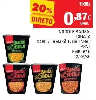 Continente Noodles Banzai Cigala 67g promoção