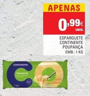 Continente Esparguete Continente Poupança 1kg promoção