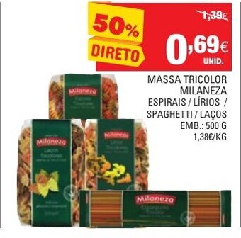 Continente Massa Tricolor Milaneza 500g promoção