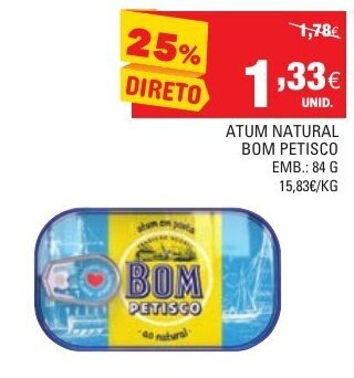 Continente Atum Natural Bom Petisco 84g promoção