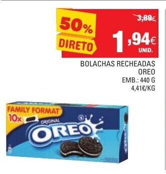 Continente Bolachas Recheadas Oreo 440g promoção