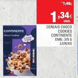Continente Careais Choco Cookies Continente 375g promoção