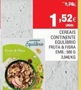 Continente Cereais Continente Equilíbrio Fruta & Fibra 500g promoção