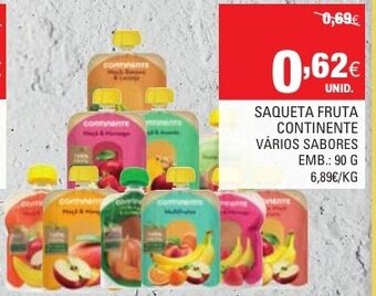 Continente Saqueta Fruta Continente 90g promoção