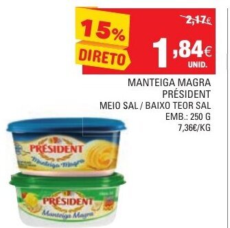 Continente Mateiga Magra Président 250g promoção